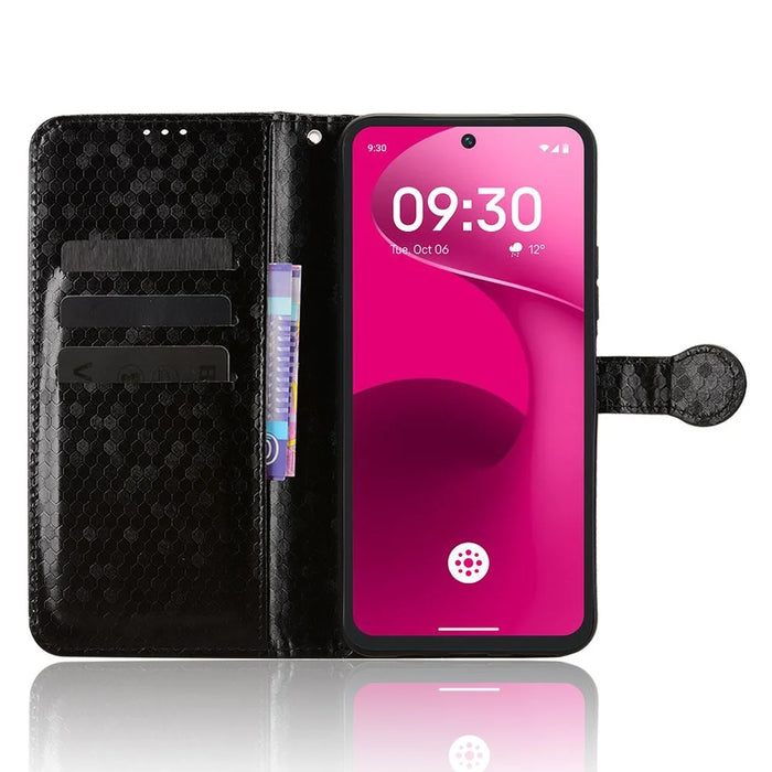 For T-Mobile Revvl 8 Pro  /  T Phone 3 Pro Wallet Case Dot Pattern Imprint PU Leather Phone Cover with Wrist Strap - Black - 2