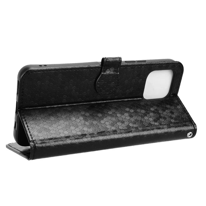 For T-Mobile Revvl 8 Pro  /  T Phone 3 Pro Wallet Case Dot Pattern Imprint PU Leather Phone Cover with Wrist Strap - Black - 3