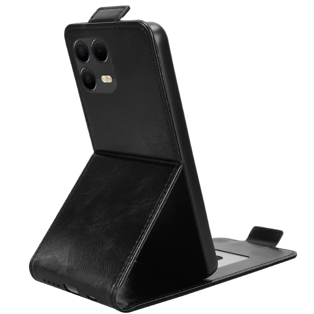 For T-Mobile Revvl 8 Pro  /  T Phone 3 Pro Stand Case Magnetic Clasp Vertical Flip Leather Phone Cover with Card Holder - Black - 2