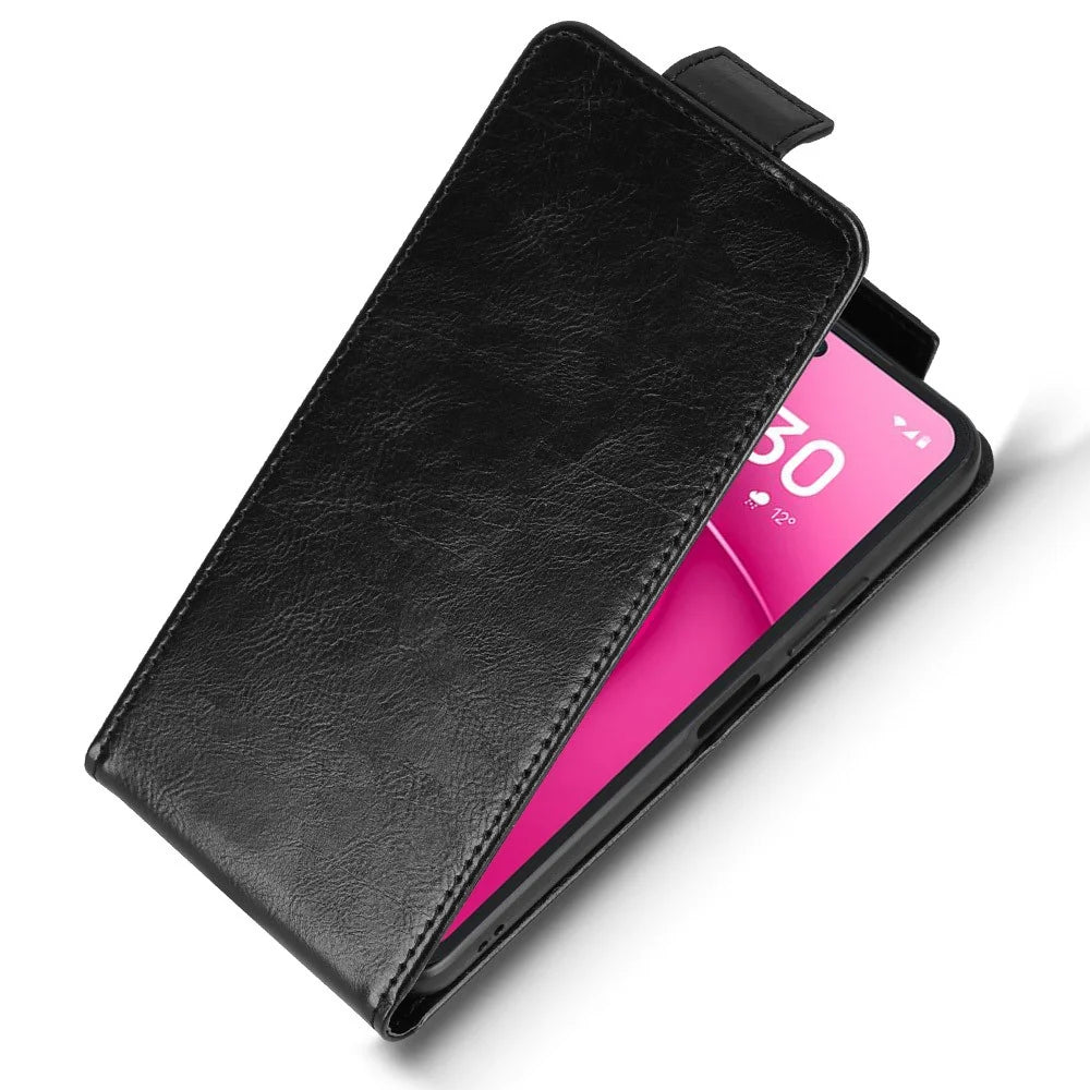 For T-Mobile Revvl 8 Pro  /  T Phone 3 Pro Stand Case Magnetic Clasp Vertical Flip Leather Phone Cover with Card Holder - Black - 4