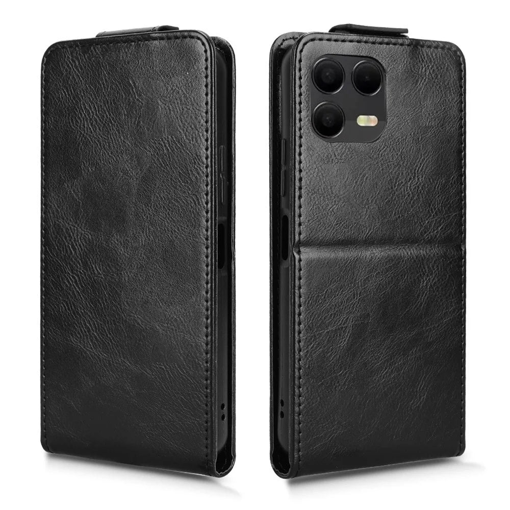 For T-Mobile Revvl 8 Pro  /  T Phone 3 Pro Stand Case Magnetic Clasp Vertical Flip Leather Phone Cover with Card Holder - Black - 6