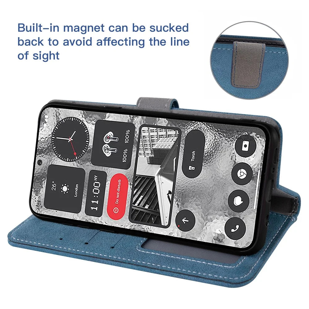 Phone Case For Google Pixel 10 / 10 Pro / 9 / 9 Pro , Retro PU Leather Wallet Cover with Rotating Card Slots Holder - Blue - 3