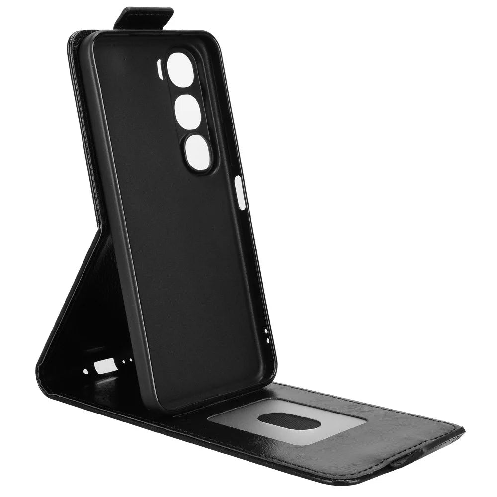 For vivo Y31 5G  /  Y21d Stand Case Magnetic Clasp Vertical Flip Leather Phone Cover with Card Holder - Black - 3