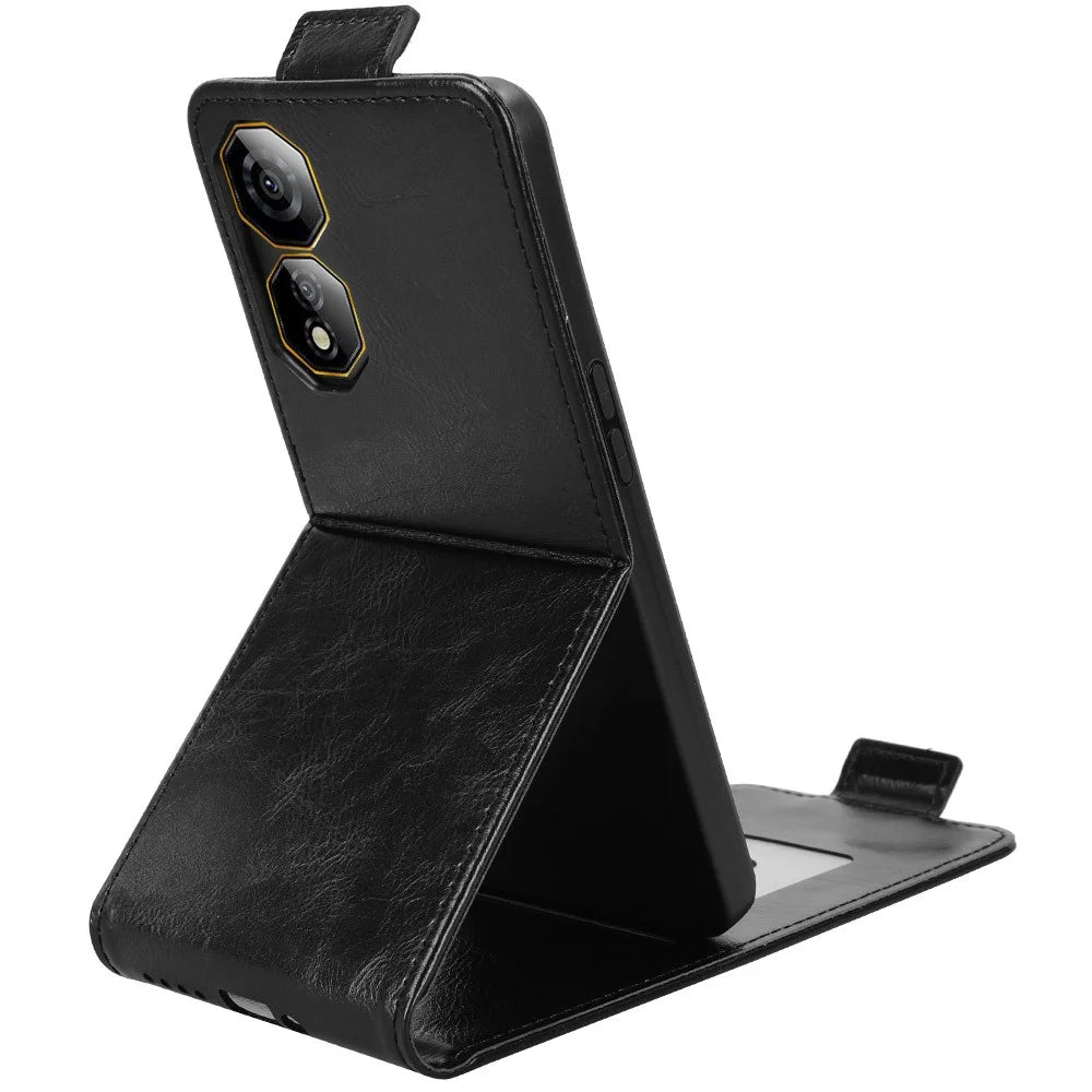 For ZTE nubia Neo 2 5G Stand Case Magnetic Clasp Vertical Flip Leather Phone Cover with Card Holder - Black - 2