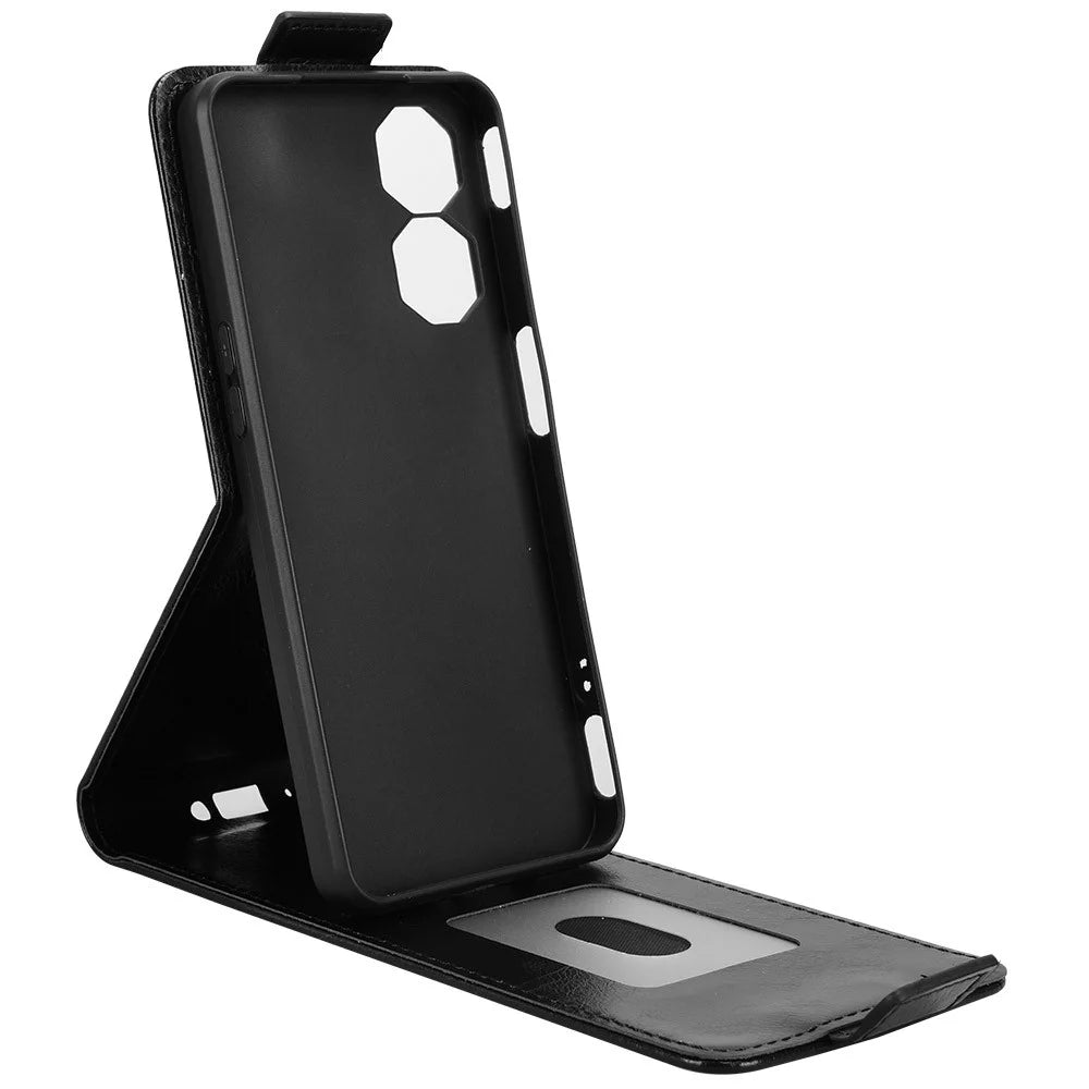 For ZTE nubia Neo 2 5G Stand Case Magnetic Clasp Vertical Flip Leather Phone Cover with Card Holder - Black - 3