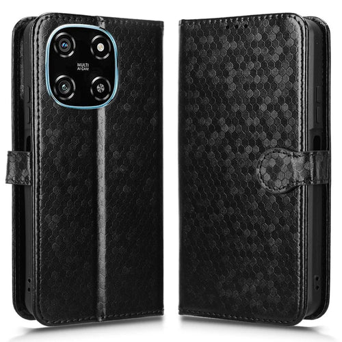 For Blackview Color 6 Wallet Case Dot Pattern Imprint PU Leather Phone Cover with Wrist Strap - Black - 1