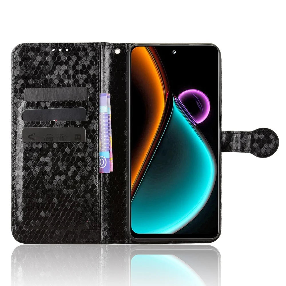 For Blackview Color 6 Wallet Case Dot Pattern Imprint PU Leather Phone Cover with Wrist Strap - Black - 2