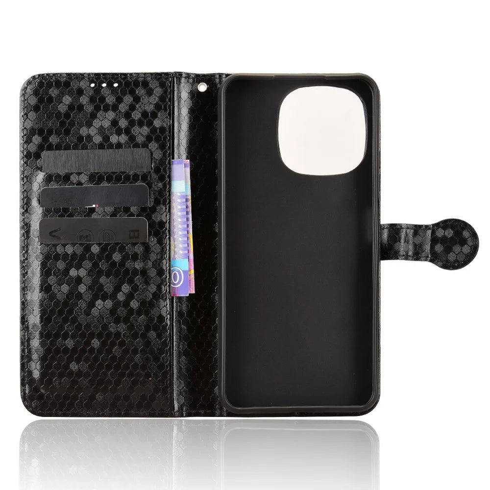 For Blackview Color 6 Wallet Case Dot Pattern Imprint PU Leather Phone Cover with Wrist Strap - Black - 4