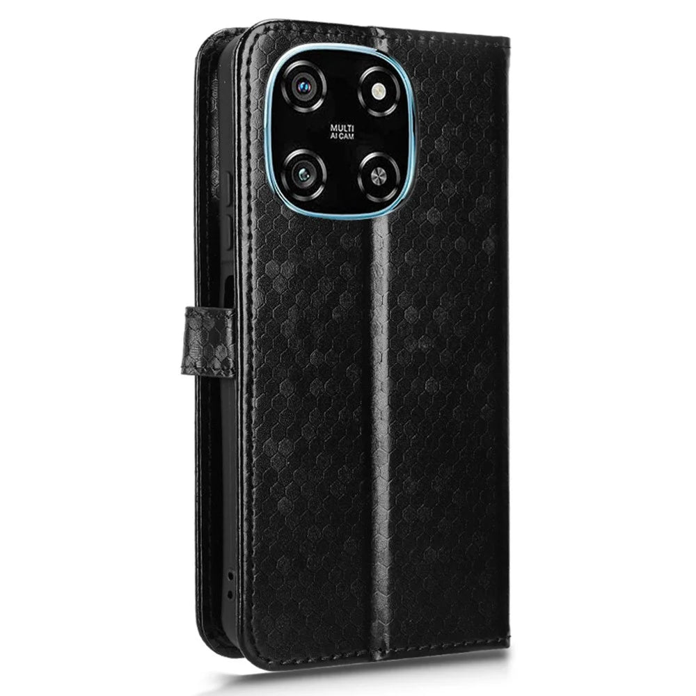 For Blackview Color 6 Wallet Case Dot Pattern Imprint PU Leather Phone Cover with Wrist Strap - Black - 6
