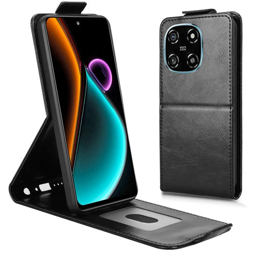 For Blackview Color 6 Stand Case Magnetic Clasp Vertical Flip Leather Phone Cover with Card Holder - Black - 1