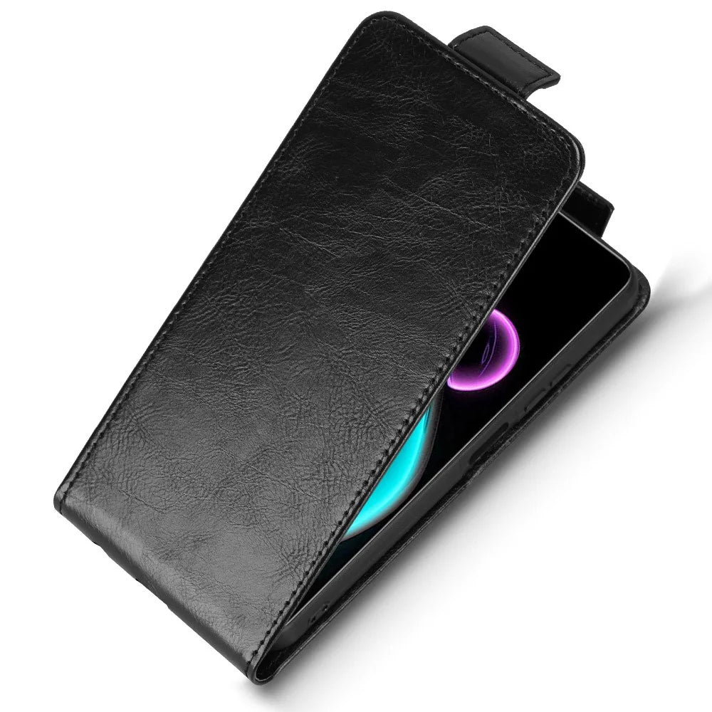 For Blackview Color 6 Stand Case Magnetic Clasp Vertical Flip Leather Phone Cover with Card Holder - Black - 4