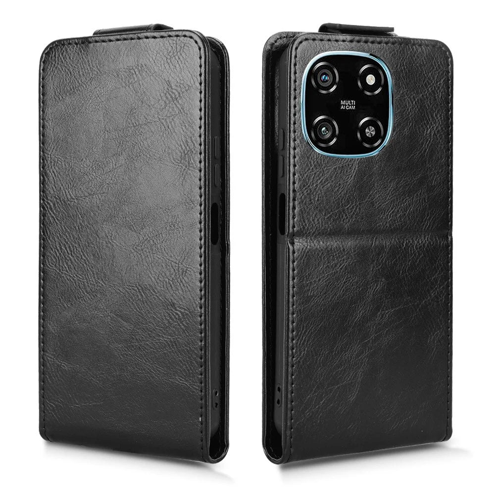 For Blackview Color 6 Stand Case Magnetic Clasp Vertical Flip Leather Phone Cover with Card Holder - Black - 6