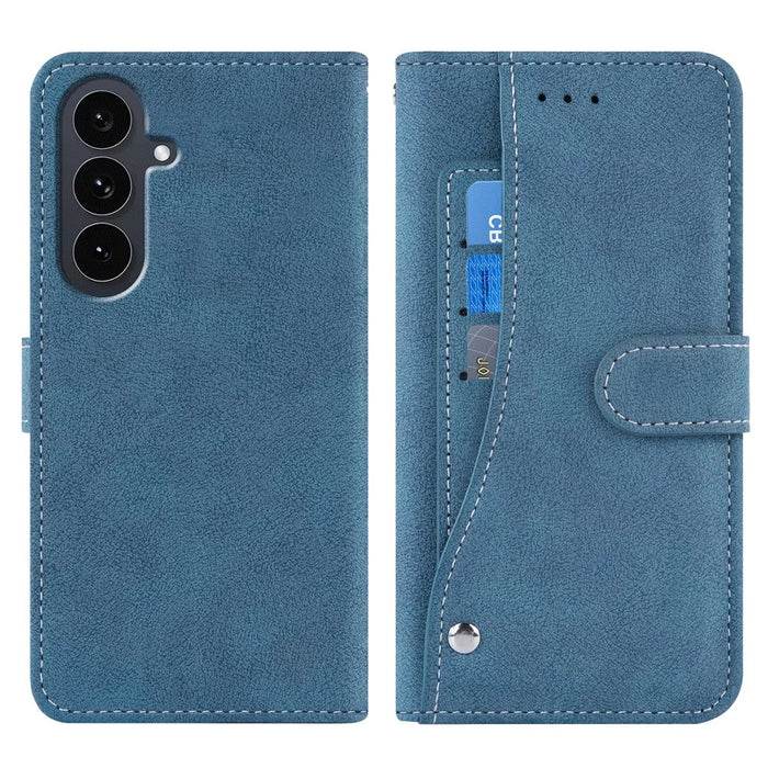 For Samsung Galaxy A18 5G / A18 4G / A17 5G / A17 4G Case Retro PU Leather Wallet Phone Cover with Rotating Card Slots Holder - Blue - 1