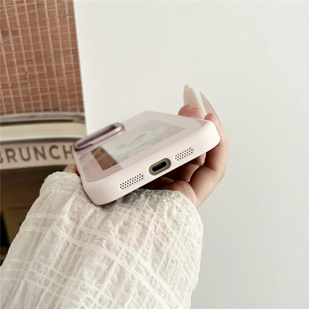 For iPhone 15 Pro Smart E-Ink Magnetic Case Lens Kickstand 4 Color HD 4 inch Display NFC DIY Customized Screen - Pink - 6