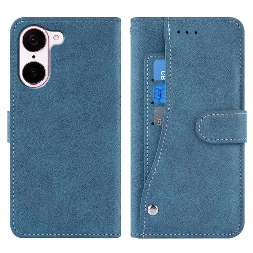 For OnePlus Nord CE5 5G / Ace 5 Racing 5G Case Retro PU Leather Wallet Phone Cover with Rotating Card Slots Holder - Blue - 1