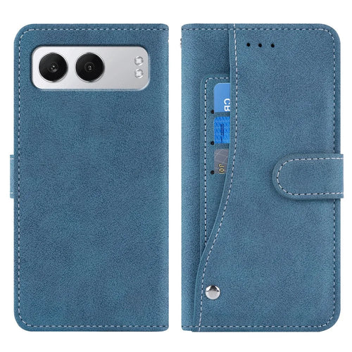For OnePlus Nord 4 Case Retro PU Leather Wallet Phone Cover with Rotating Card Slots Holder - Blue - 1
