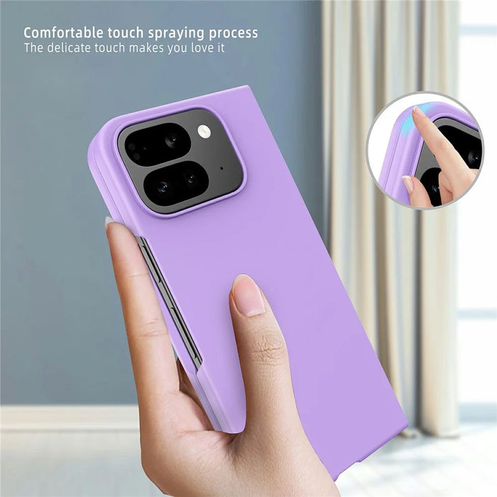 For Google Pixel 10 Pro Fold Case Skin-Feel Rubberized Hard PC Phone Cover with Front Screen Film - Black - 5