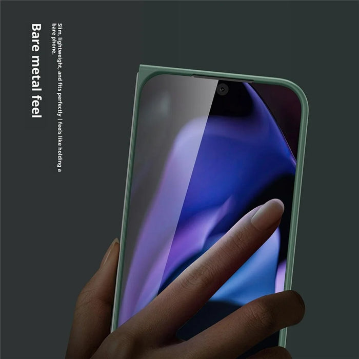 For Google Pixel 10 Pro Fold Case Skin-Feel Rubberized Hard PC Phone Cover with Front Screen Film - Black - 6
