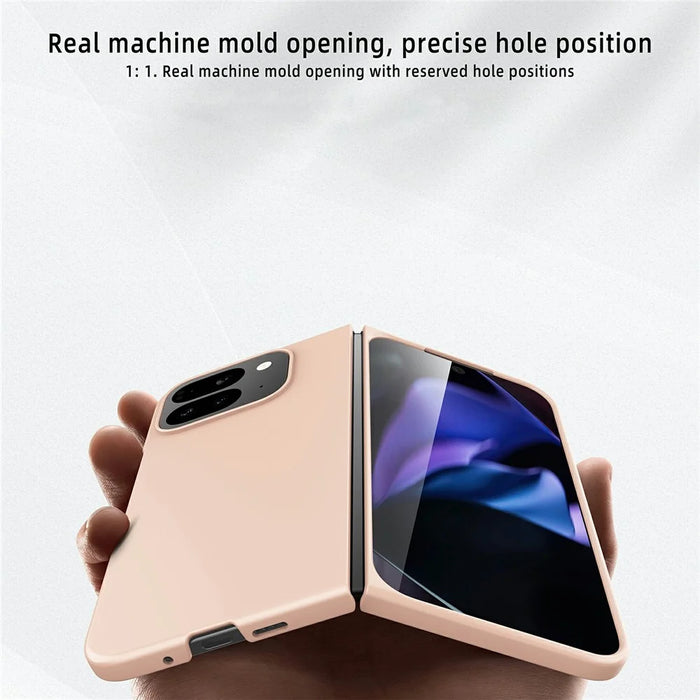 For Google Pixel 10 Pro Fold Case Skin-Feel Rubberized Hard PC Phone Cover with Front Screen Film - Black - 7