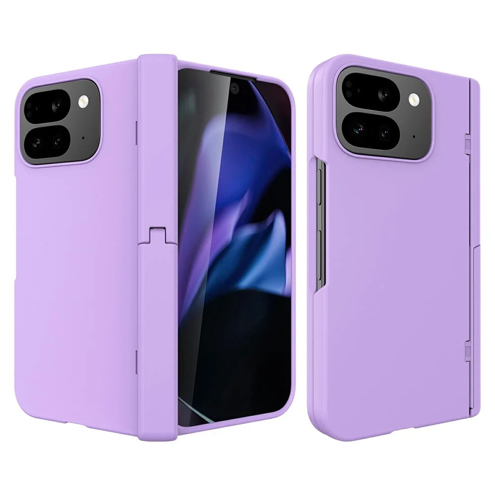 For Google Pixel 10 Pro Fold Case Kickstand Hard PC Phone Cover with Screen Film - Purple - 1