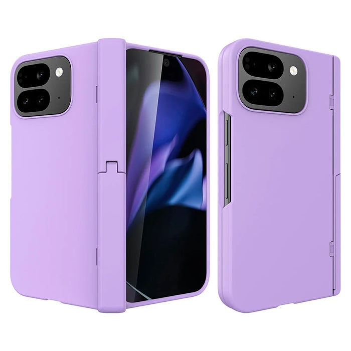 For Google Pixel 10 Pro Fold Case Kickstand Hard PC Phone Cover with Screen Film - Purple - 1