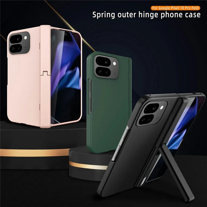 For Google Pixel 10 Pro Fold Case Kickstand Hard PC Phone Cover with Screen Film - Purple - 2