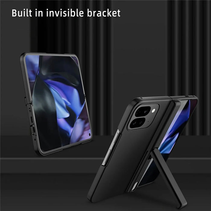 For Google Pixel 10 Pro Fold Case Kickstand Hard PC Phone Cover with Screen Film - Purple - 3