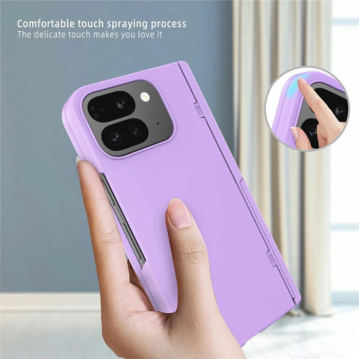 For Google Pixel 10 Pro Fold Case Kickstand Hard PC Phone Cover with Screen Film - Purple - 5