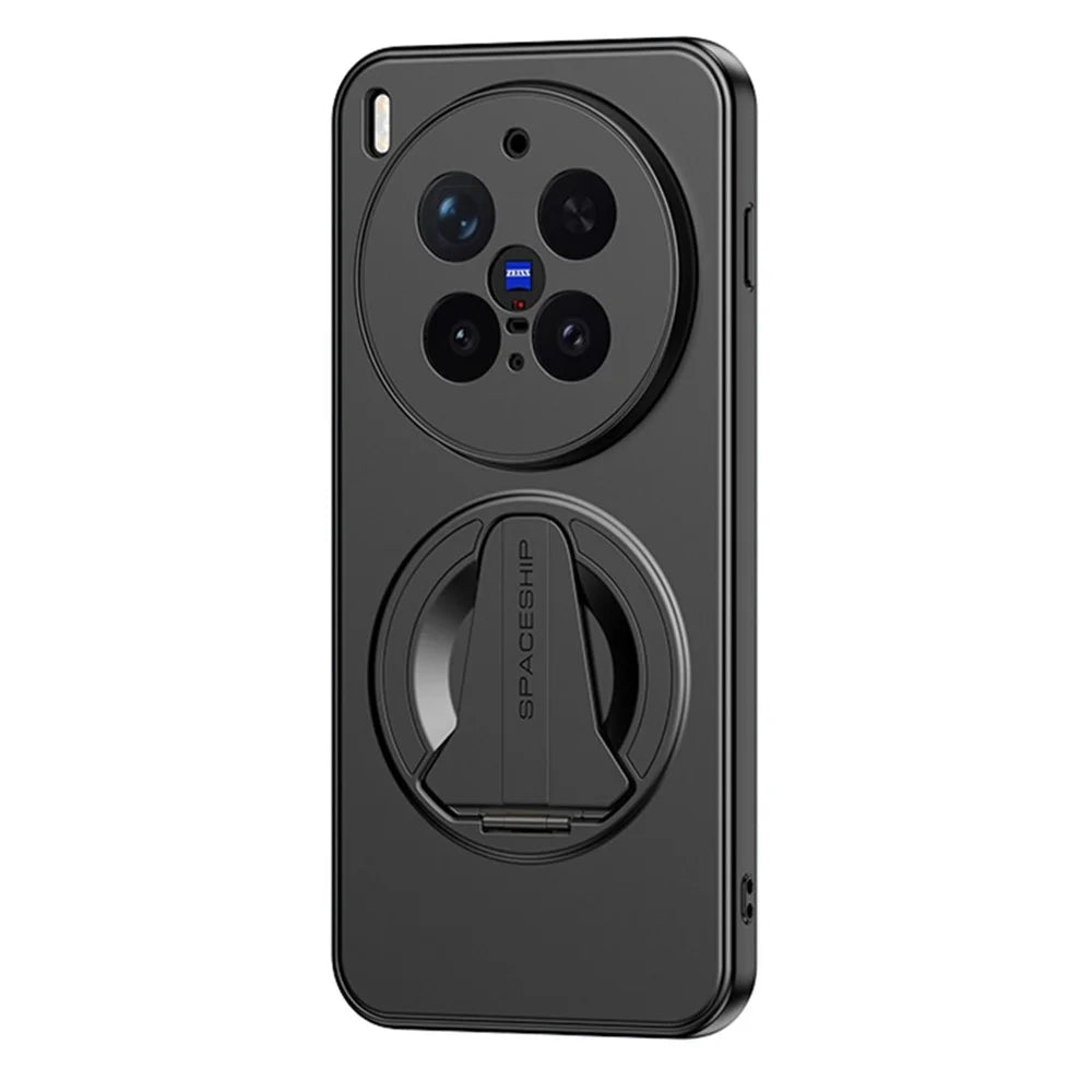 For vivo X300 Pro 5G Magnetic Case Hidden Kickstand Skin-Feel Matte PC TPU Phone Back Cover - Black - 2