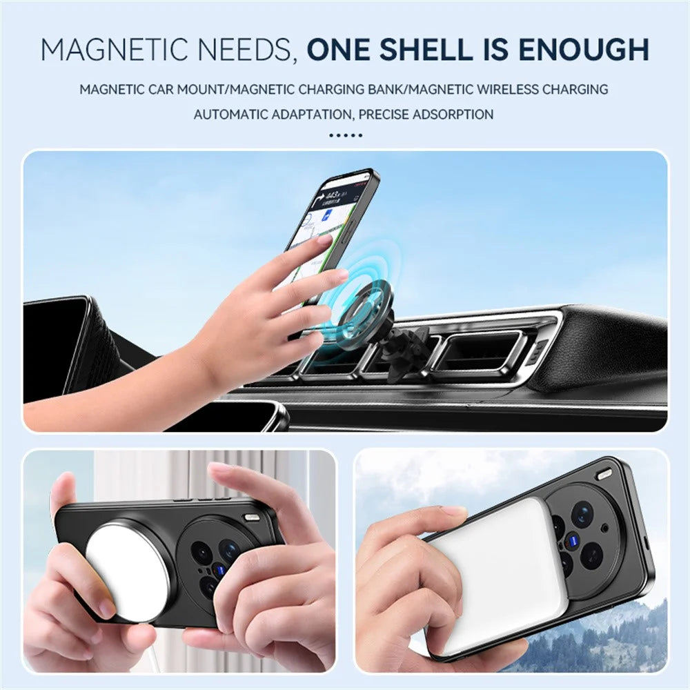 For vivo X300 Pro 5G Magnetic Case Hidden Kickstand Skin-Feel Matte PC TPU Phone Back Cover - Black - 3