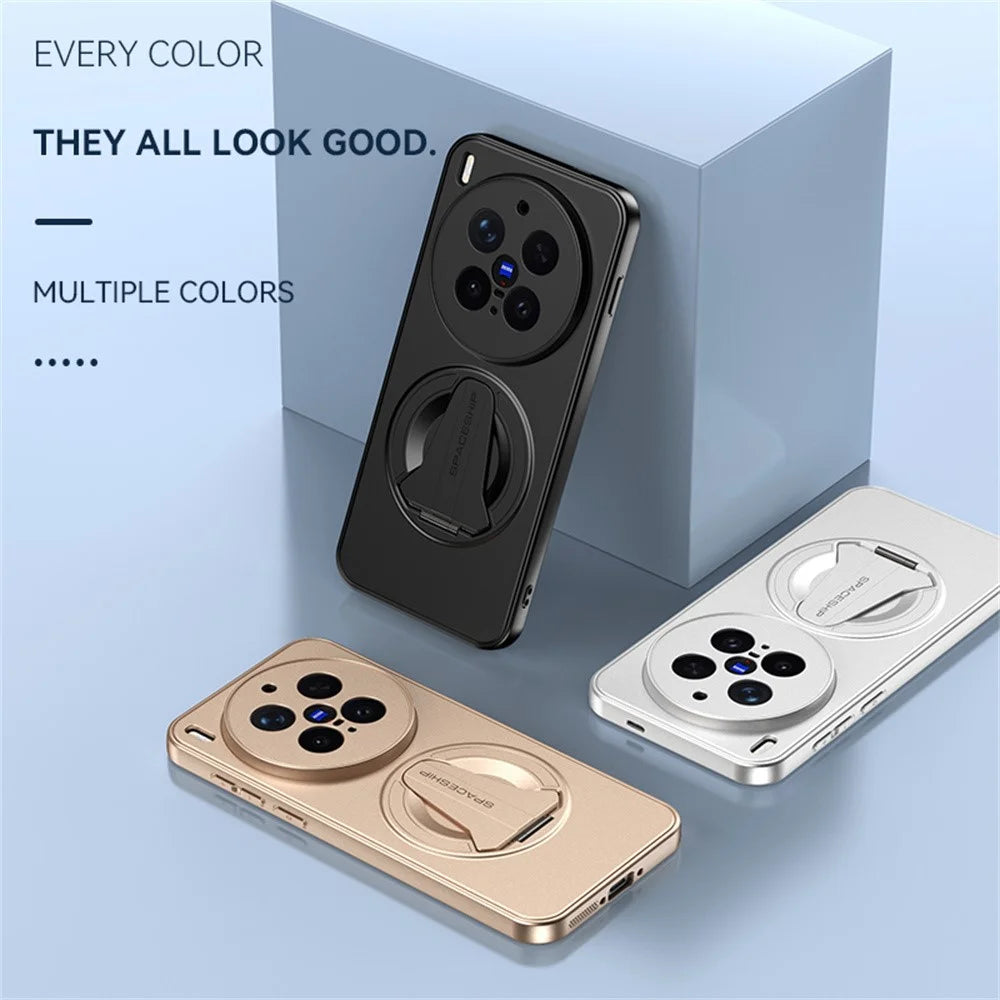 For vivo X300 Pro 5G Magnetic Case Hidden Kickstand Skin-Feel Matte PC TPU Phone Back Cover - Black - 7