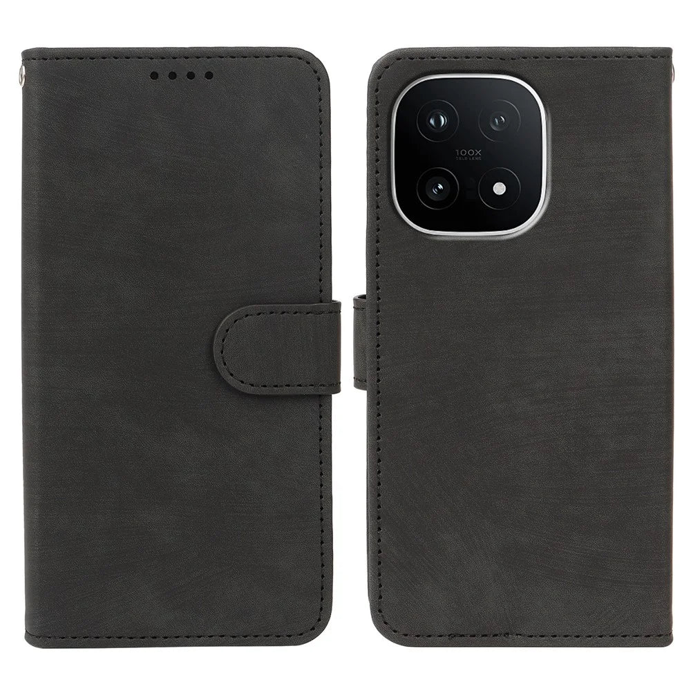 For vivo iQOO 15 5G Case Flip Wallet Striped Texture Leather Phone Cover - Black - 1