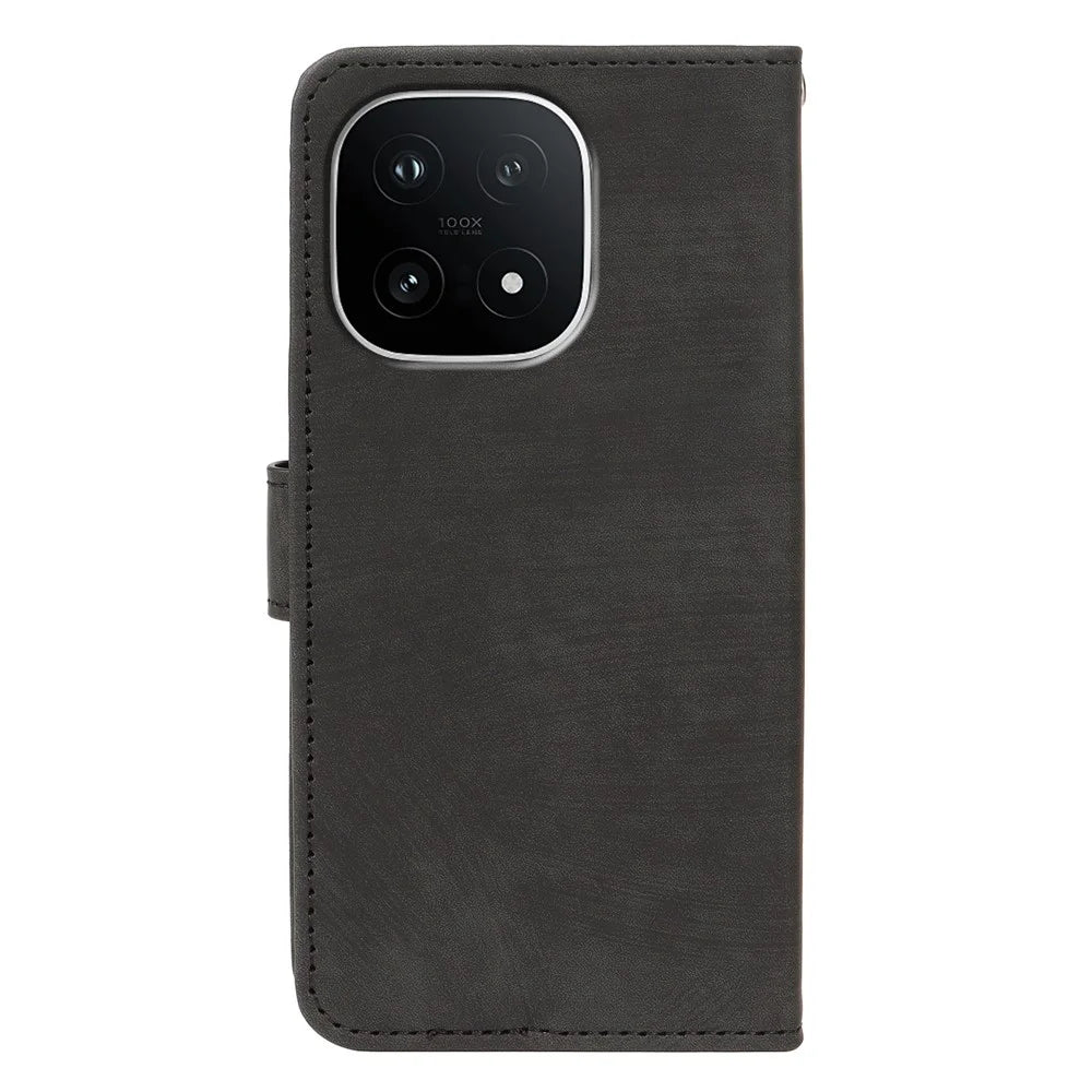 For vivo iQOO 15 5G Case Flip Wallet Striped Texture Leather Phone Cover - Black - 5