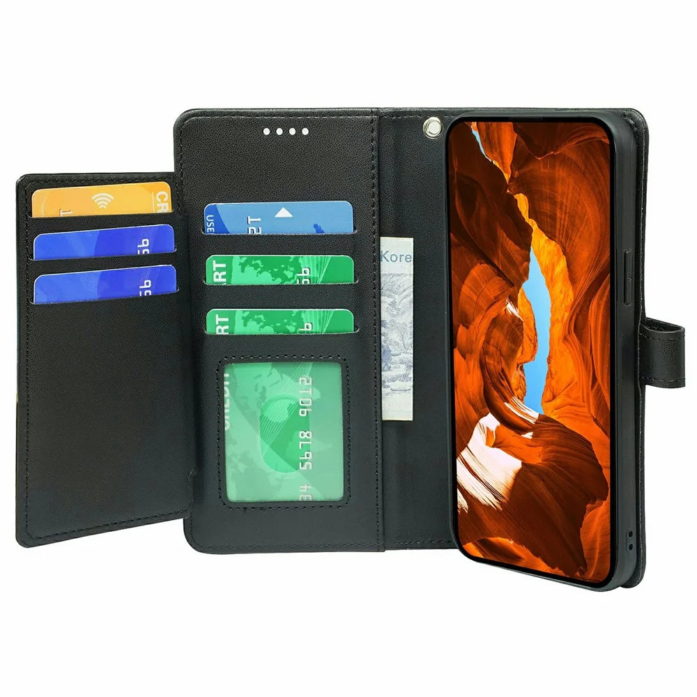 For vivo iQOO 15 5G Case with 9 Card Slots PU Leather Stand Phone Cover - Black - 3