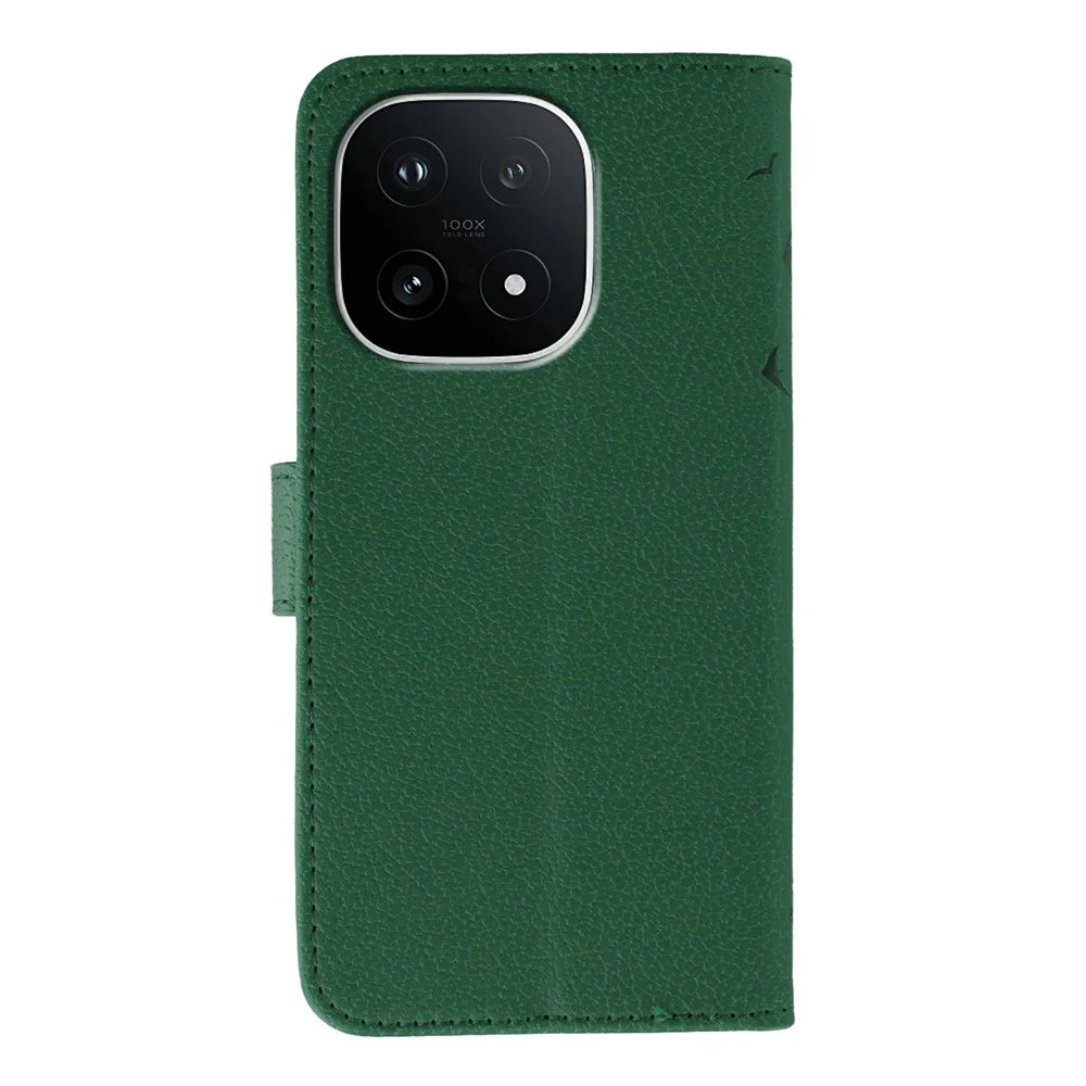 For vivo iQOO 15 5G Case Feather Imprint PU Leather Wallet Phone Cover - Green - 5