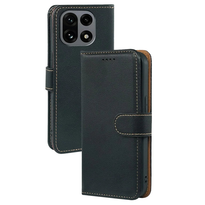 For OnePlus 15 5G Case RFID Blocking Wallet Litchi Texture Leather Phone Cover Magnetic Clasp - Black - 1