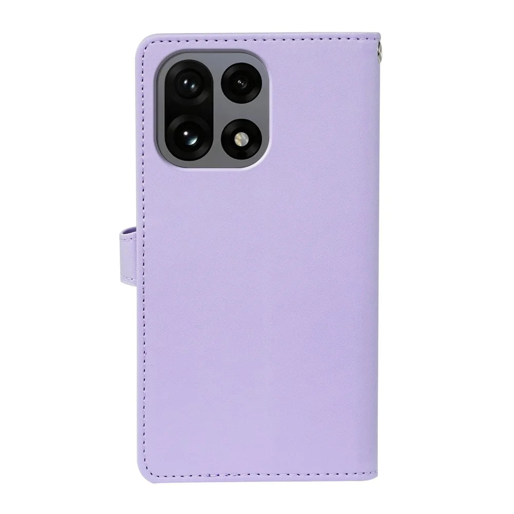For OnePlus 15 5G Case with 9 Card Slots PU Leather Stand Phone Cover - Purple - 6