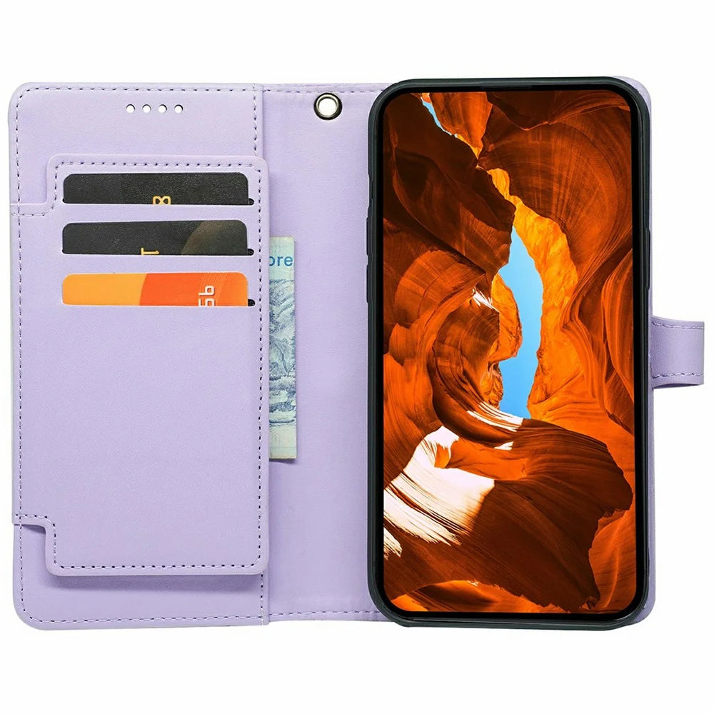 For OnePlus 15 5G Case with 9 Card Slots PU Leather Stand Phone Cover - Purple - 2