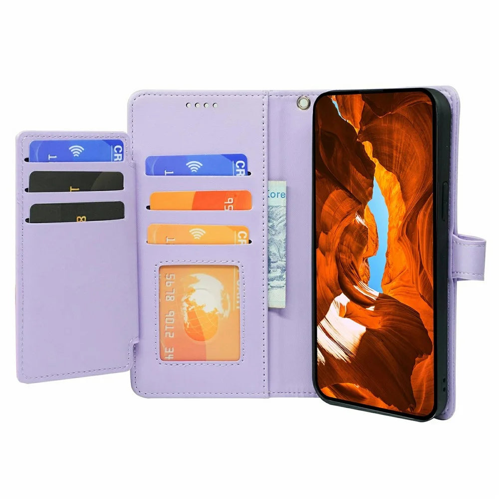 For OnePlus 15 5G Case with 9 Card Slots PU Leather Stand Phone Cover - Purple - 3