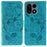 For OnePlus 15 5G Case Wallet Stand Imprinted Rose Butterfly PU Leather Phone Cover - Blue - 1