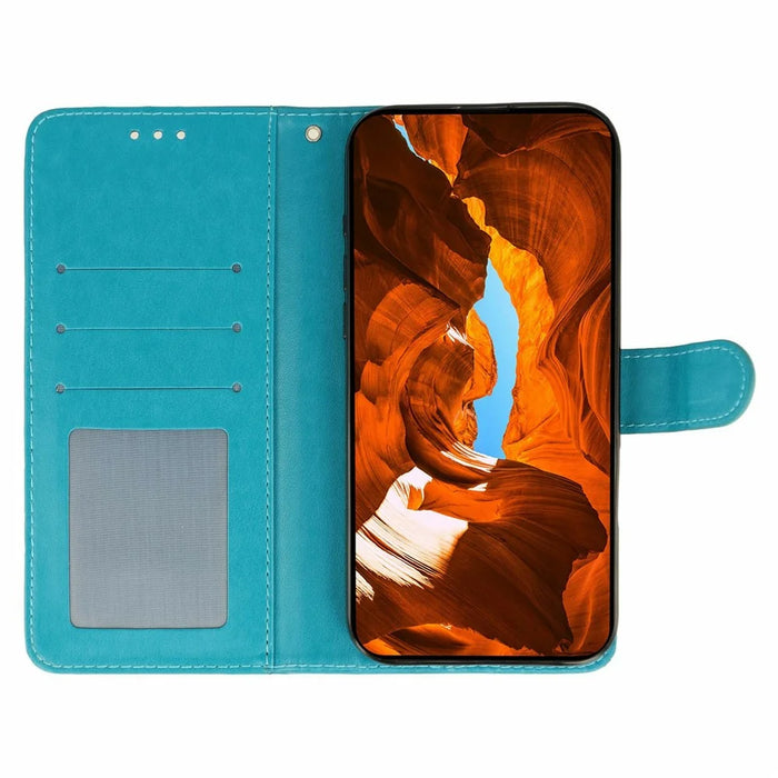 For OnePlus 15 5G Case Wallet Stand Imprinted Rose Butterfly PU Leather Phone Cover - Blue - 2
