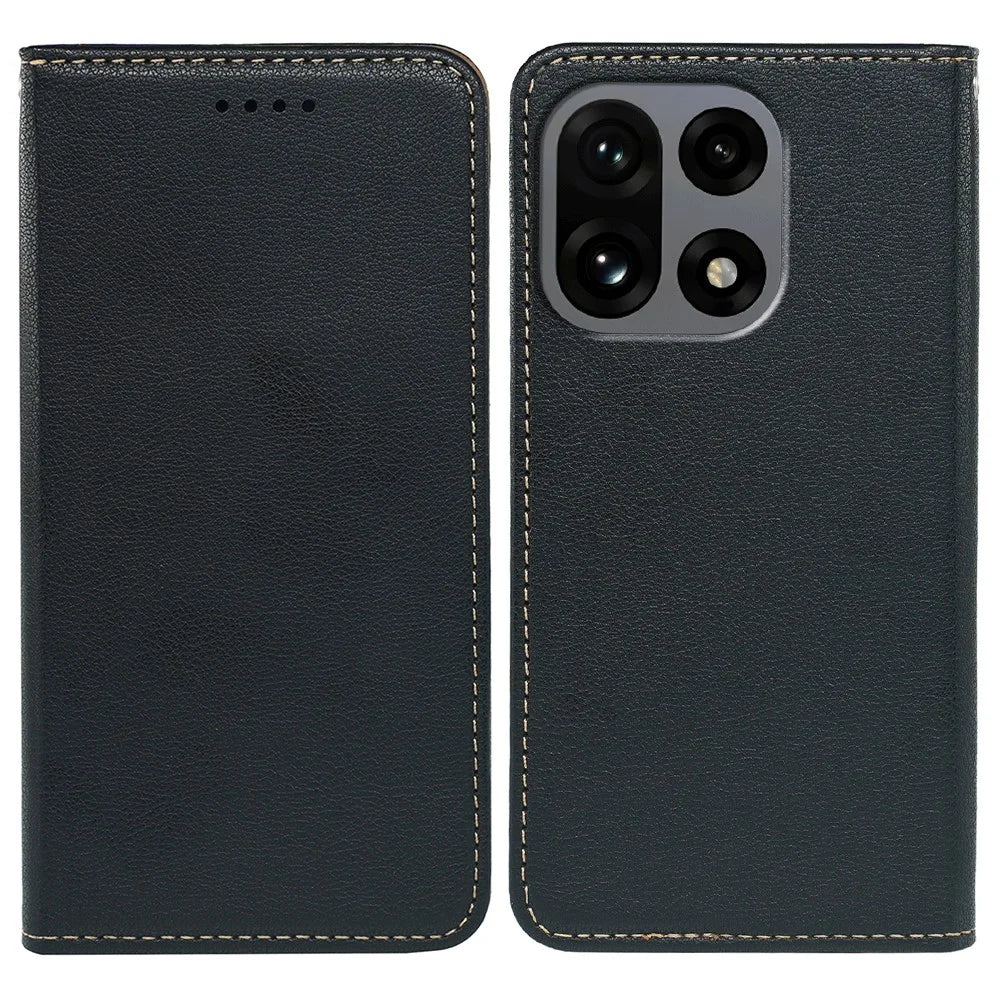For OnePlus 15 5G Case Wallet RFID Blocking Leather Phone Cover Strong Magnetic Closure - Black - 1