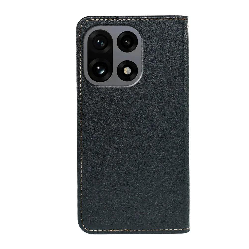 For OnePlus 15 5G Case Wallet RFID Blocking Leather Phone Cover Strong Magnetic Closure - Black - 5
