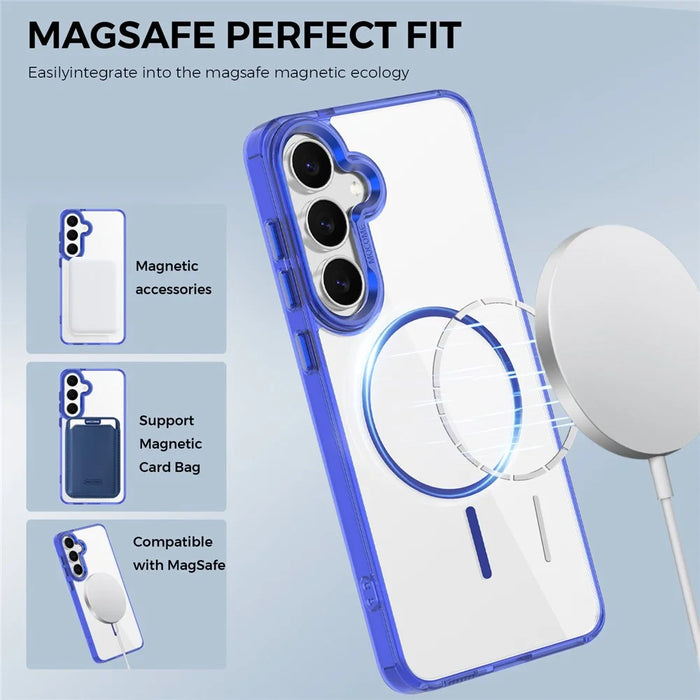 For Samsung Galaxy S25 FE Magnetic Casee TPU PC Clear Phone Cover - Sapphire - 3