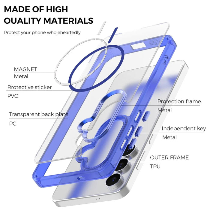 For Samsung Galaxy S25 FE Magnetic Casee TPU PC Clear Phone Cover - Sapphire - 5