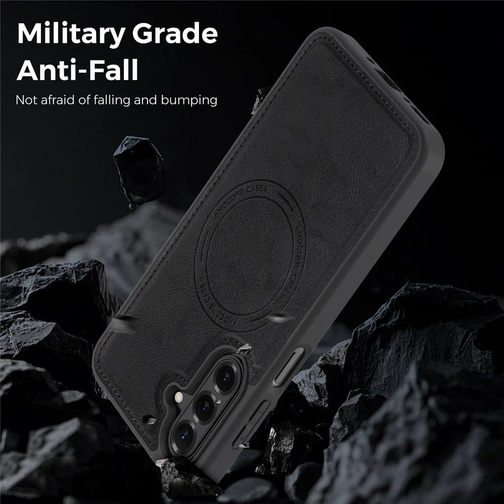Magnetic Case for Samsung Galaxy A18 5G / A18 4G / A17 5G / A17 4G / A26 5G Leather Back Phone Cover - Black - 3