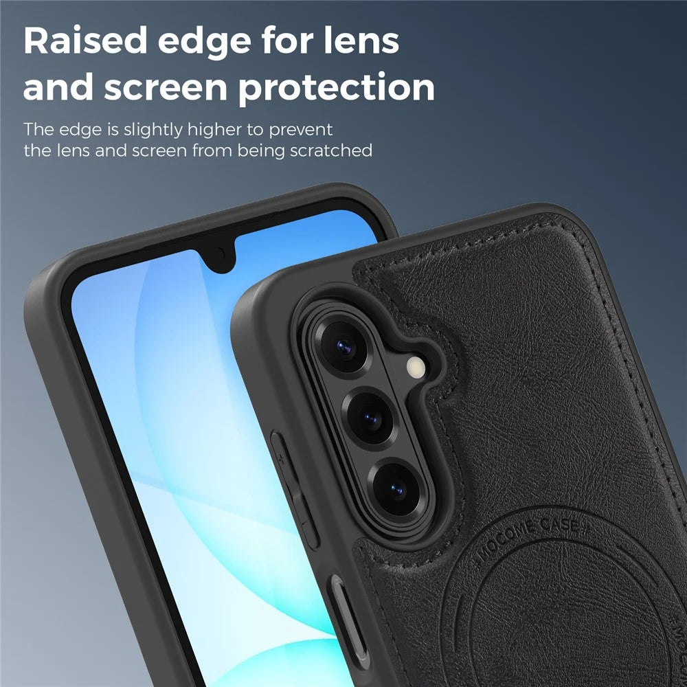 Magnetic Case for Samsung Galaxy A18 5G / A18 4G / A17 5G / A17 4G / A26 5G Leather Back Phone Cover - Black - 4