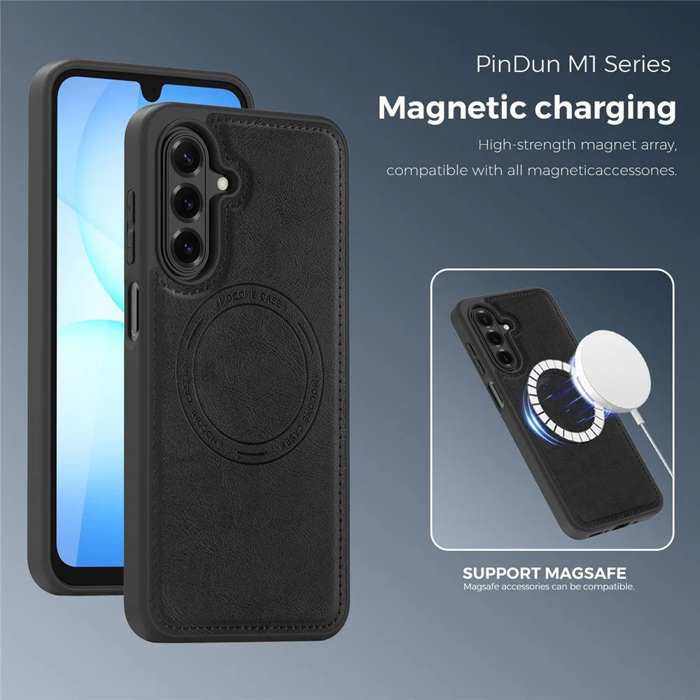 Magnetic Case for Samsung Galaxy A18 5G / A18 4G / A17 5G / A17 4G / A26 5G Leather Back Phone Cover - Black - 7