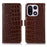 For OnePlus 15 5G Case RFID Blocking Wallet Crocodile Texture Genuine Cow Leather Phone Cover - Brown - 1