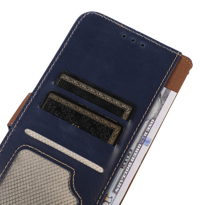For OnePlus 15 5G Case RFID Blocking Genuine Cow Leather Wallet Phone Cover - Blue - 6